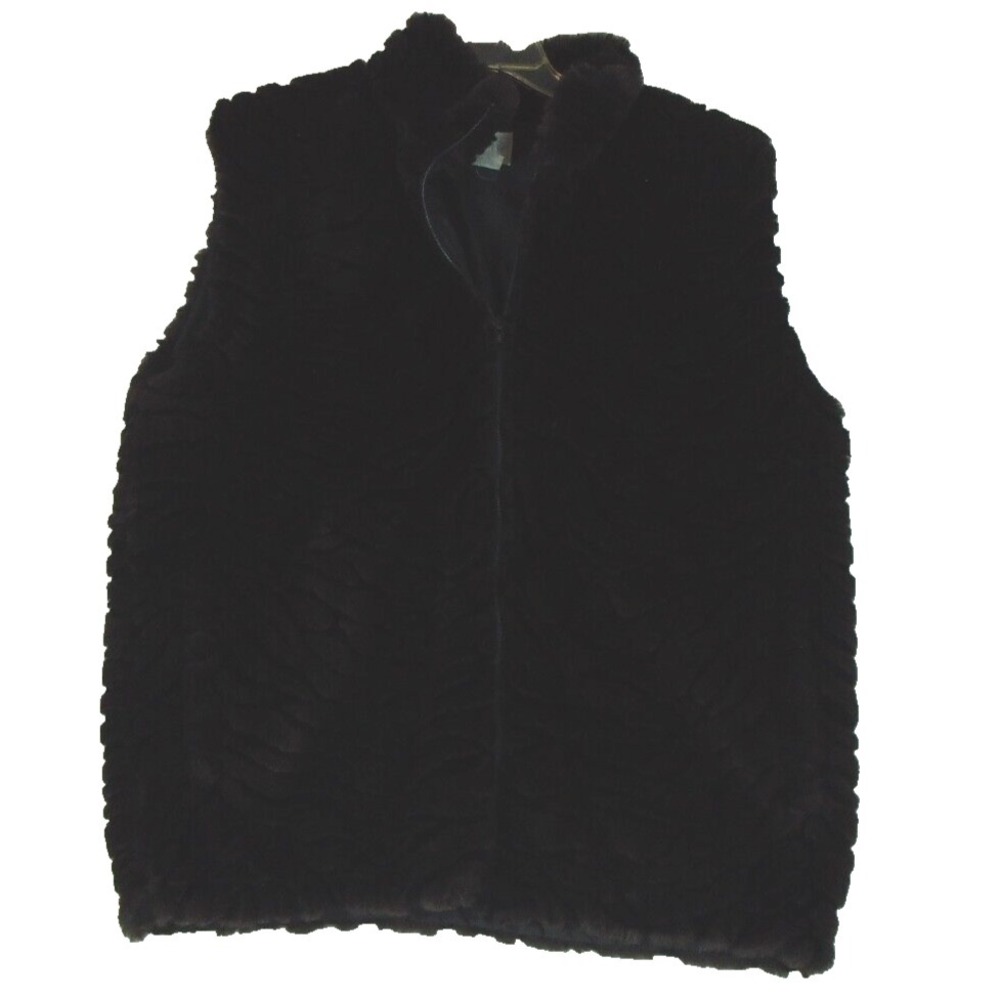 Duffel Outdoor Vest  Faux Fur Vest Dark Brown Pockets Full Zip Size XL  Vintage
